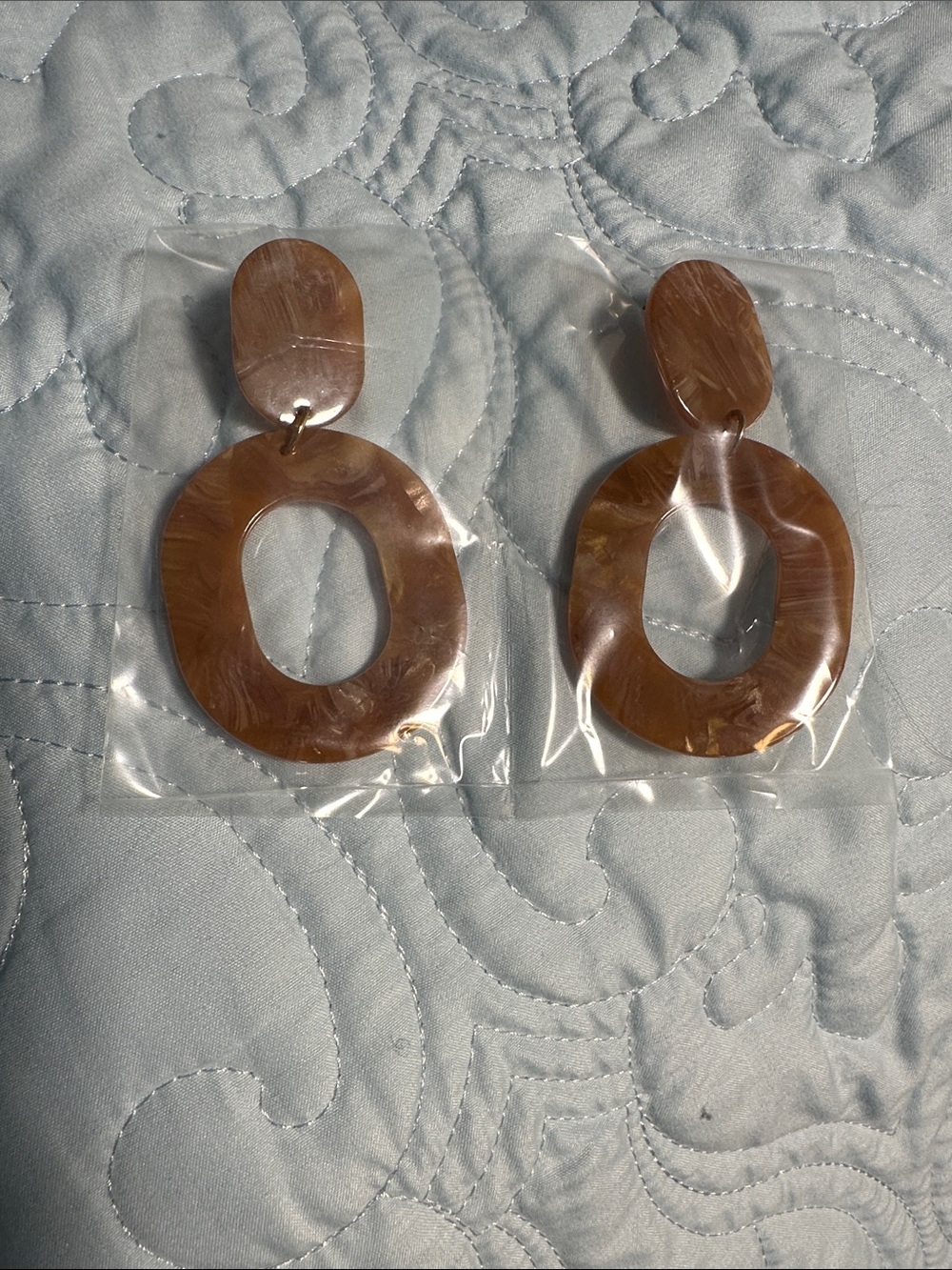 Avon Boho Brown Marbled Oval Drop Earrings - Women Jewelry